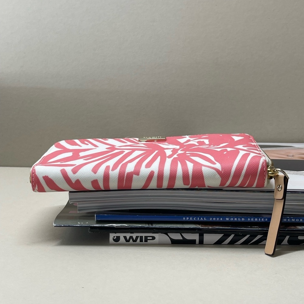 (new+tag) Kate Spade neda wallet brightwater drive blush pink feather leaves - Picture 12 of 12